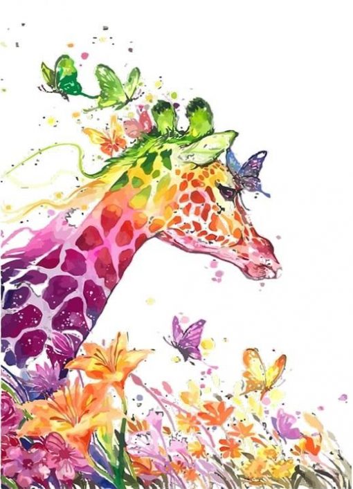 Cartoon Giraffe Animals Modern Wall Art Picture - DIY Paint By Numbers - Numeral Paint