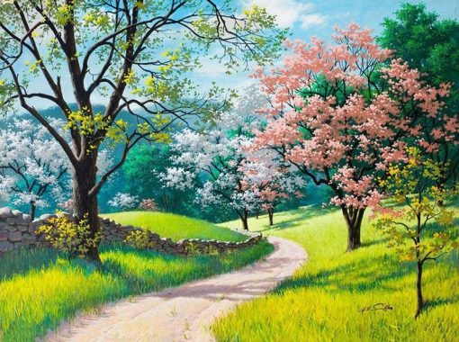 Herry Blossoms Road Painting - DIY Paint By Numbers - Numeral Paint