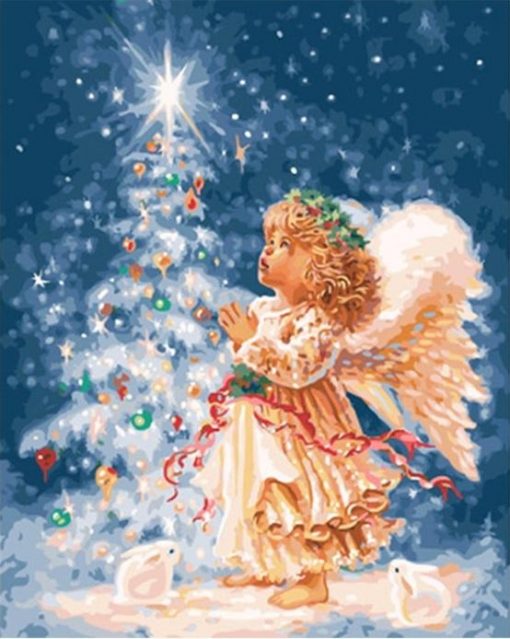 Christmas Angel Calligraphy Painting Landscape - DIY Paint By Numbers - Numeral Paint