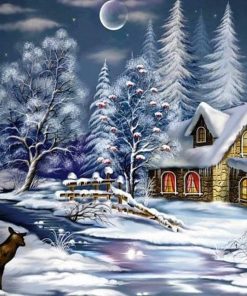 Christmas Snow Night - DIY Paint By Numbers - Numeral Paint