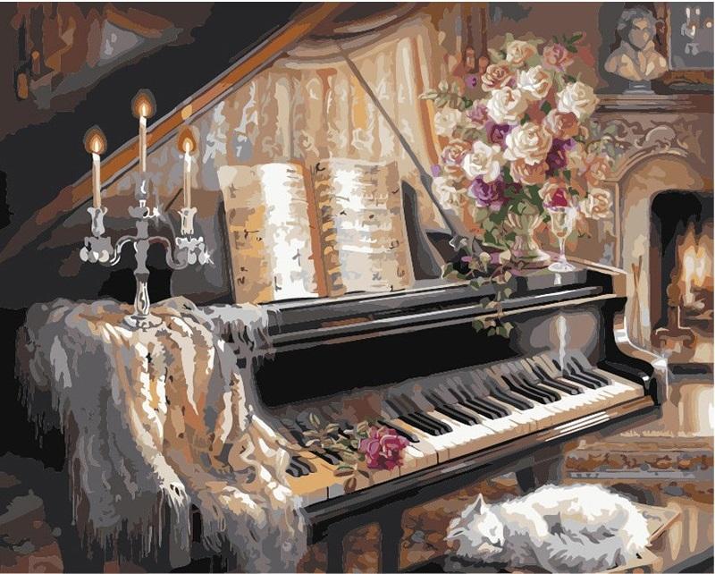 Europe Piano Hand painted Oil Painting- DIY Paint By Numbers - Modern Paint