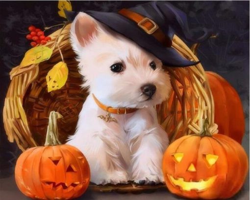 Halloween Dog Animals Modern Acrylic Paint - DIY Paint By Numbers - Numeral Paint
