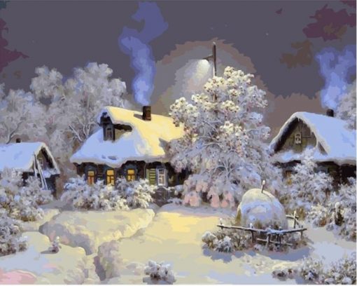 Picture Snow Countryside Hand painted - DIY Paint By Numbers - Numeral Paint