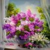 Purple Flowers Kits Modern Wall Art - DIY Paint By Numbers - Numeral Paint