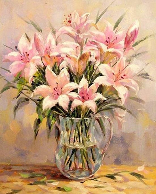 Pink Lily Flower - DIY Paint By Numbers - Modern Paint