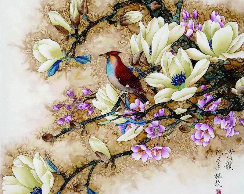 Bird Flower - DIY Paint By Numbers - Modern Paint