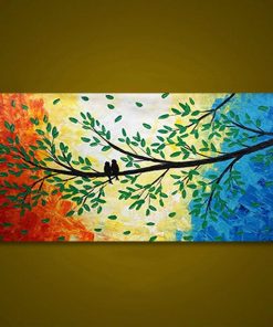 Colorful Tree Birds Modern Hand Painted - DIY Paint By Numbers - Numeral Paint