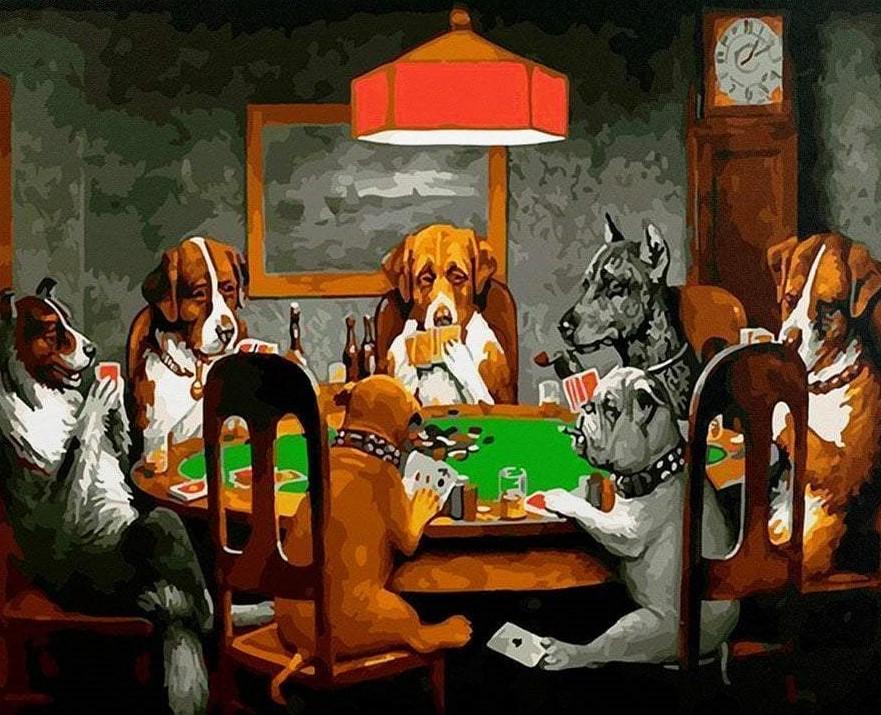 Dogs Playing Poker - Animals Paint By Number - Painting By Numbers