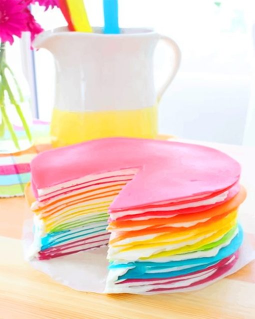 Rainbow Crêpe Cake adult paint by numbers