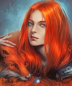 Orange fox woman adult paint by numbers