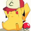 Pikachu wearing hat adult paint by numbers