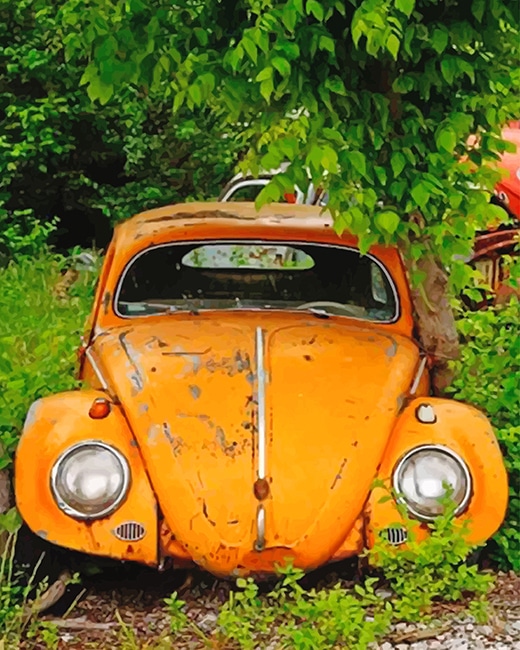 Orange Old Car paint by number