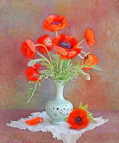 Aesthetic Classy Vase With Orange Flowers adult paint by numbers