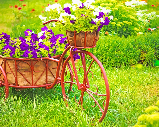 Bicycle Garden Flowers Paint By Numbers