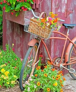 Bike With Flower Basket paint by number