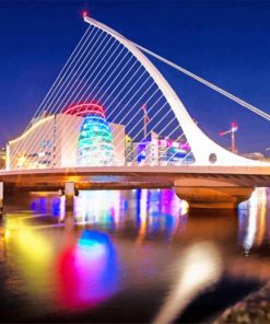 Cable Stayed Bridge Dublin at Night adult paint by numbers