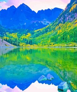 Maroon Bells Colorado USA paint by number