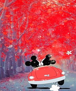 Mickey and Minnie in the Car paint numbers