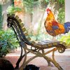 Orange Rooster on Brown Wooden Bench adult paint by numbers
