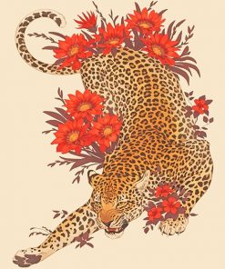 Tiger With Flowers paint by number