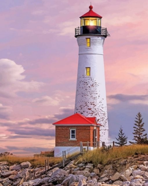 Crisp Point Lighthouse Michigan Paint By Numbers