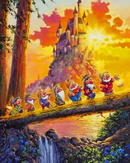 Disney Seven Dwarfs - Paint By Number - Painting By Numbers