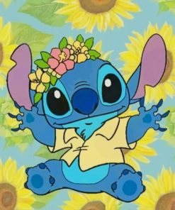 Disney Stitch With Sunflowers paint by numbers