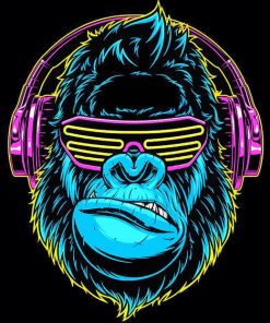 Gorilla Headphones Illustration paint by number