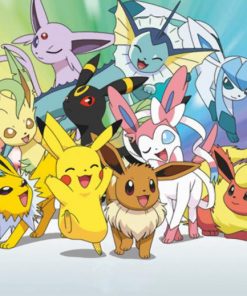 Pokemons Pikachu Eevee Poster paint by number