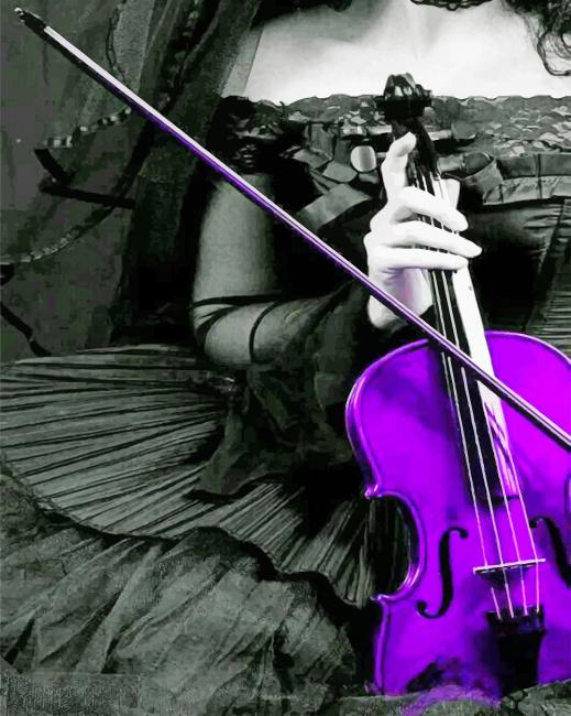 Sequel Hav pessimistisk Woman Holding Purple Violin - Paint By Numbers - Painting By Numbers