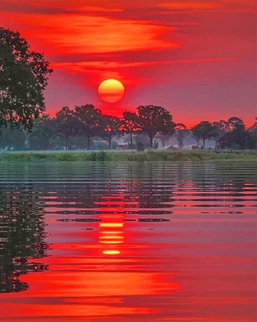 Red Sunset Paint By Numbers