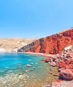 Santorini Red Beach Paint By Numbers