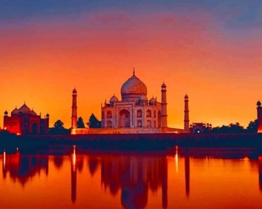 Taj Mahal India Sunset paint by number