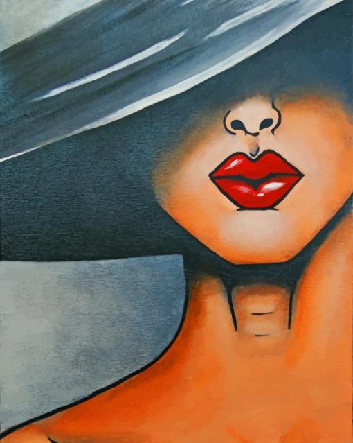 Beautiful Girl With Red Lips paint by numbers