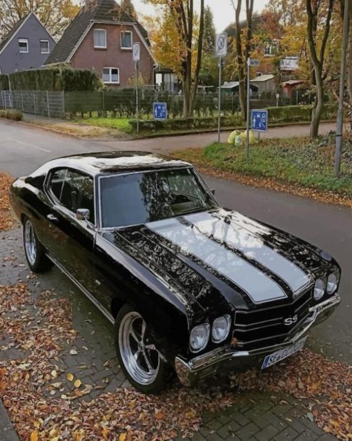 Black Chevrolet Chevelle paint by numbers