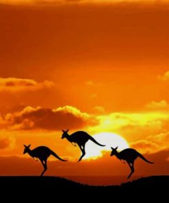 kangaroos silhouette paint by numbers