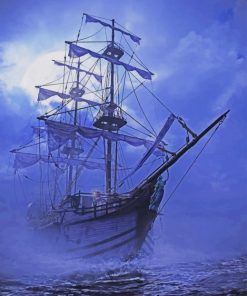 Pirate Ship In The Moonlight paint by numbers