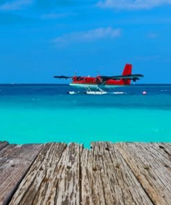 Airplane Sea Wood Planks Seaplane paint by numbers