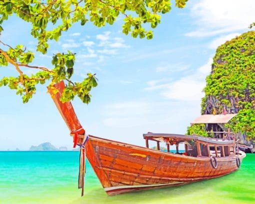 Boat On Krabi Island paint by numbers