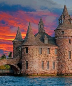 Castle In Sunset And Landscape paint by numbers