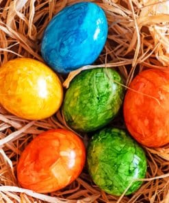 Colored Easter Eggs In A Basket paint by numbers