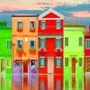 Reflected Colorful Houses Paint By Numbers