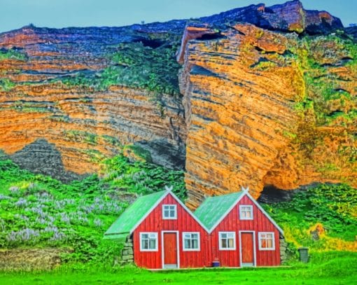 Isolated Red Houses Paint By Numbers