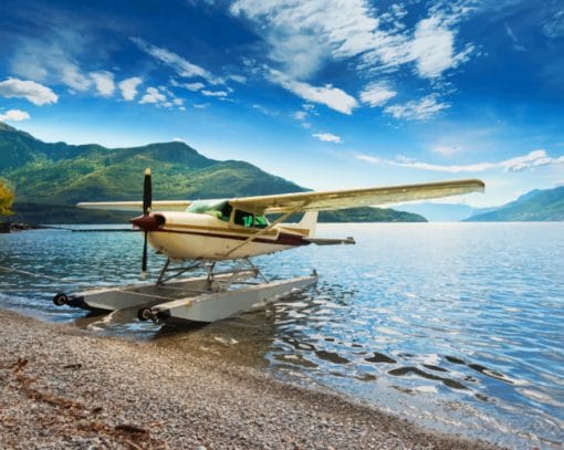 White Seaplane In Italy Lake paint by numbers