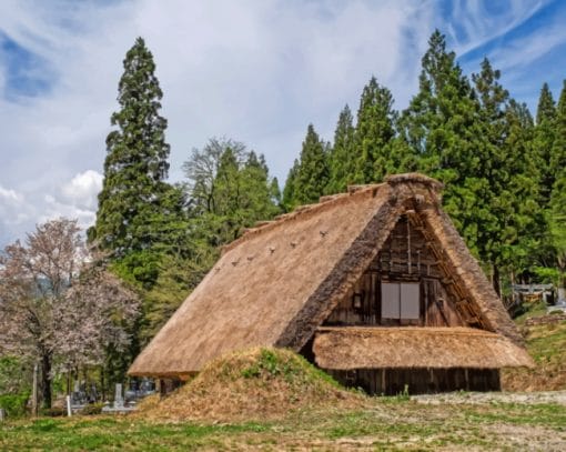 Japan House In Shirakawa Village paint by numbers