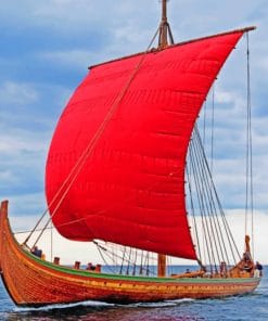 Red Sailing Boat Paint By Numbers