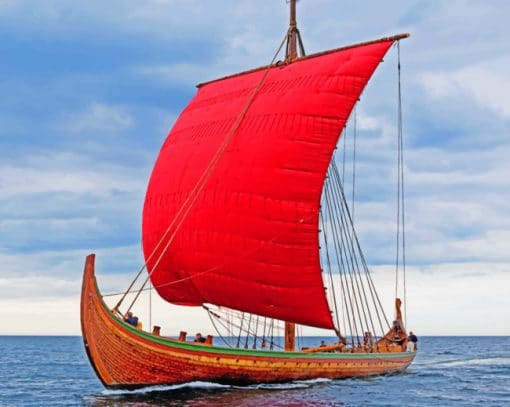 Red Sailing Boat Paint By Numbers