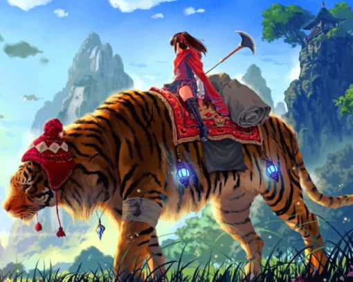Titan Tiger With Girl Animation paint by numbers
