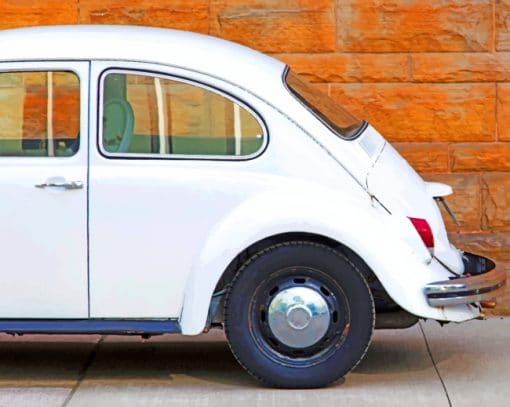 Vintage White Vw Beetle Car paint by numbers