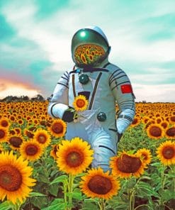 Aesthetic Astronaut In Sunflower Field Paint By Numbers